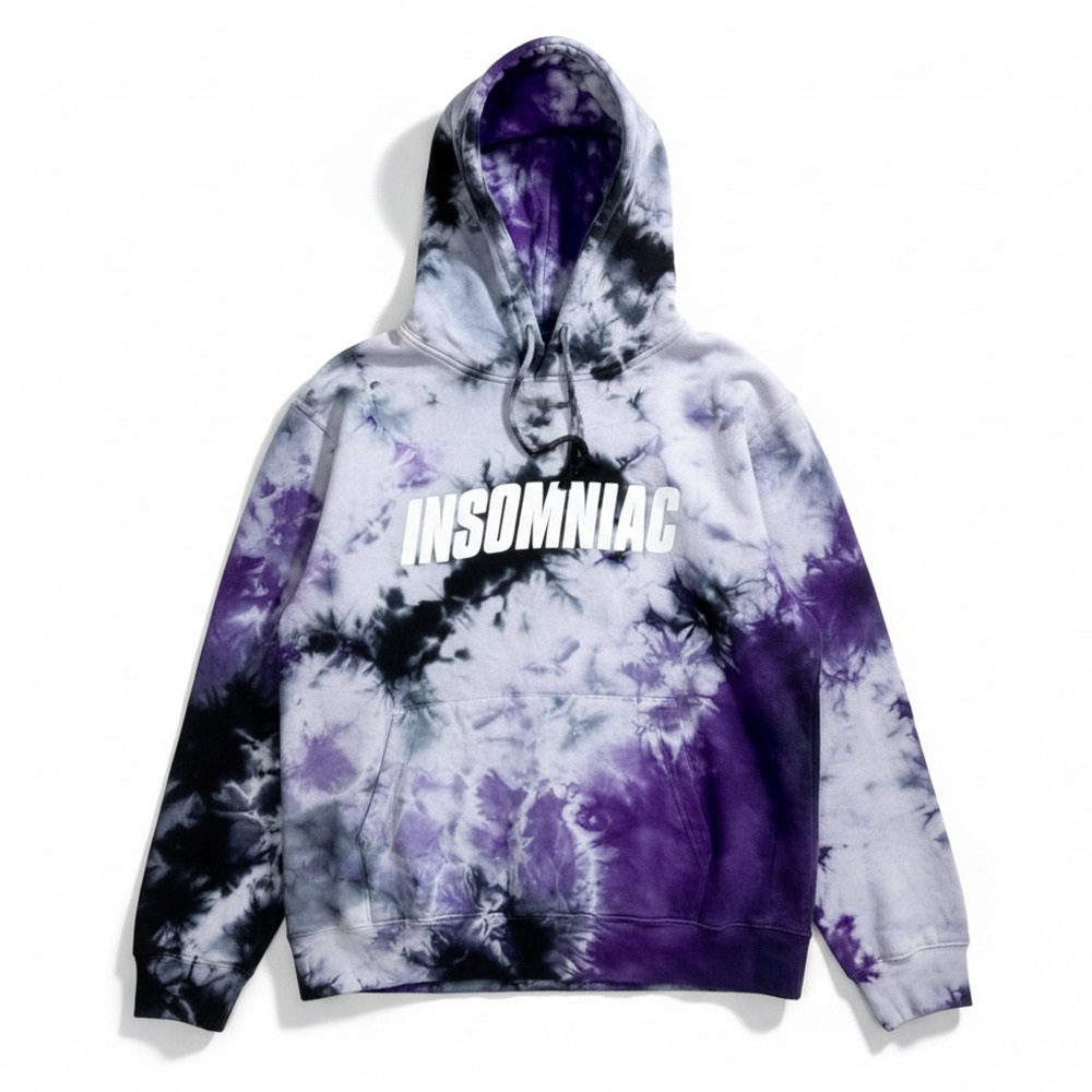 Insomniac Eye Guy Purple White Black Tie Dye Men's Small Hoodie EDC Rave